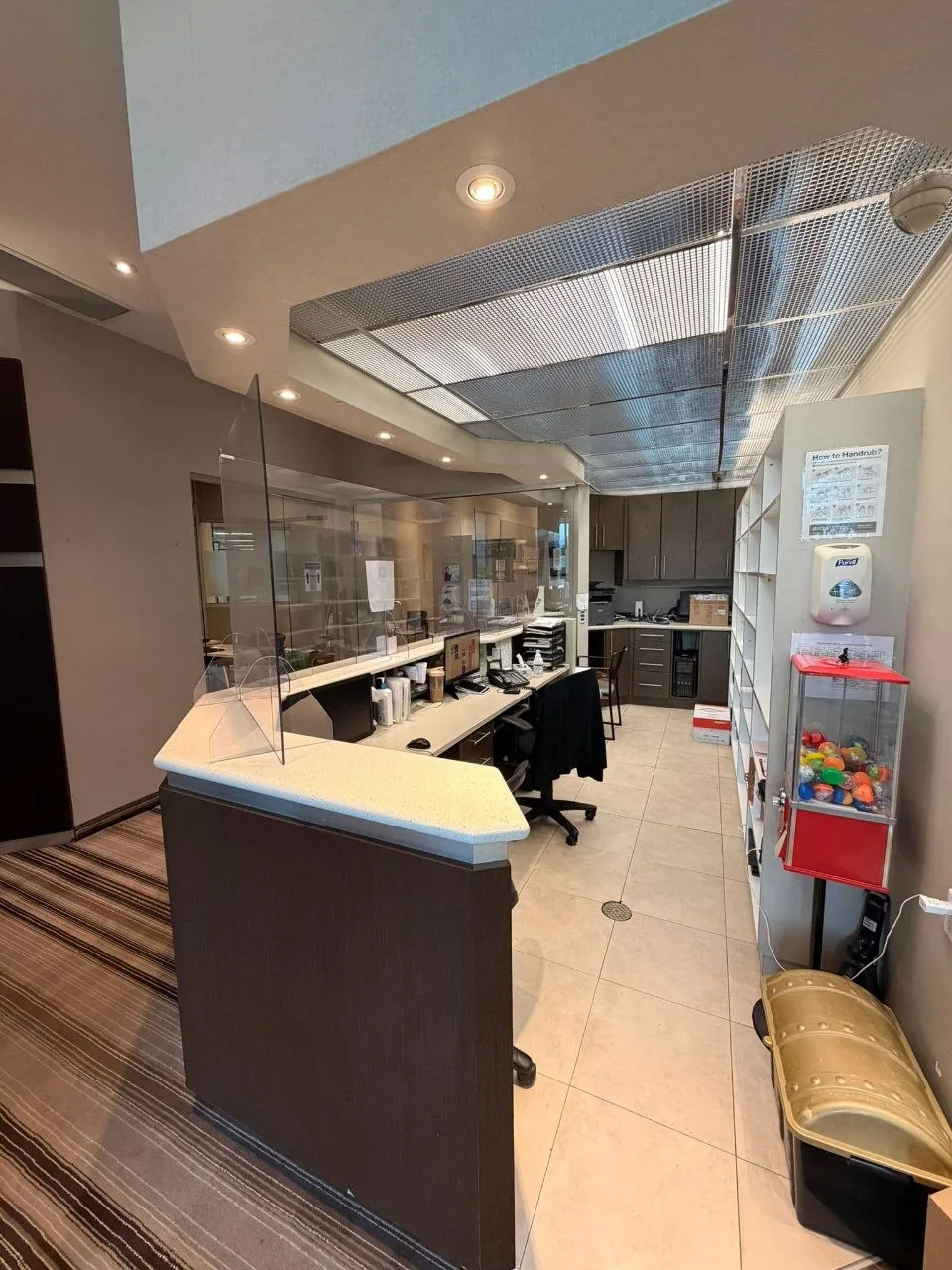 Administrative work area behind the front desk