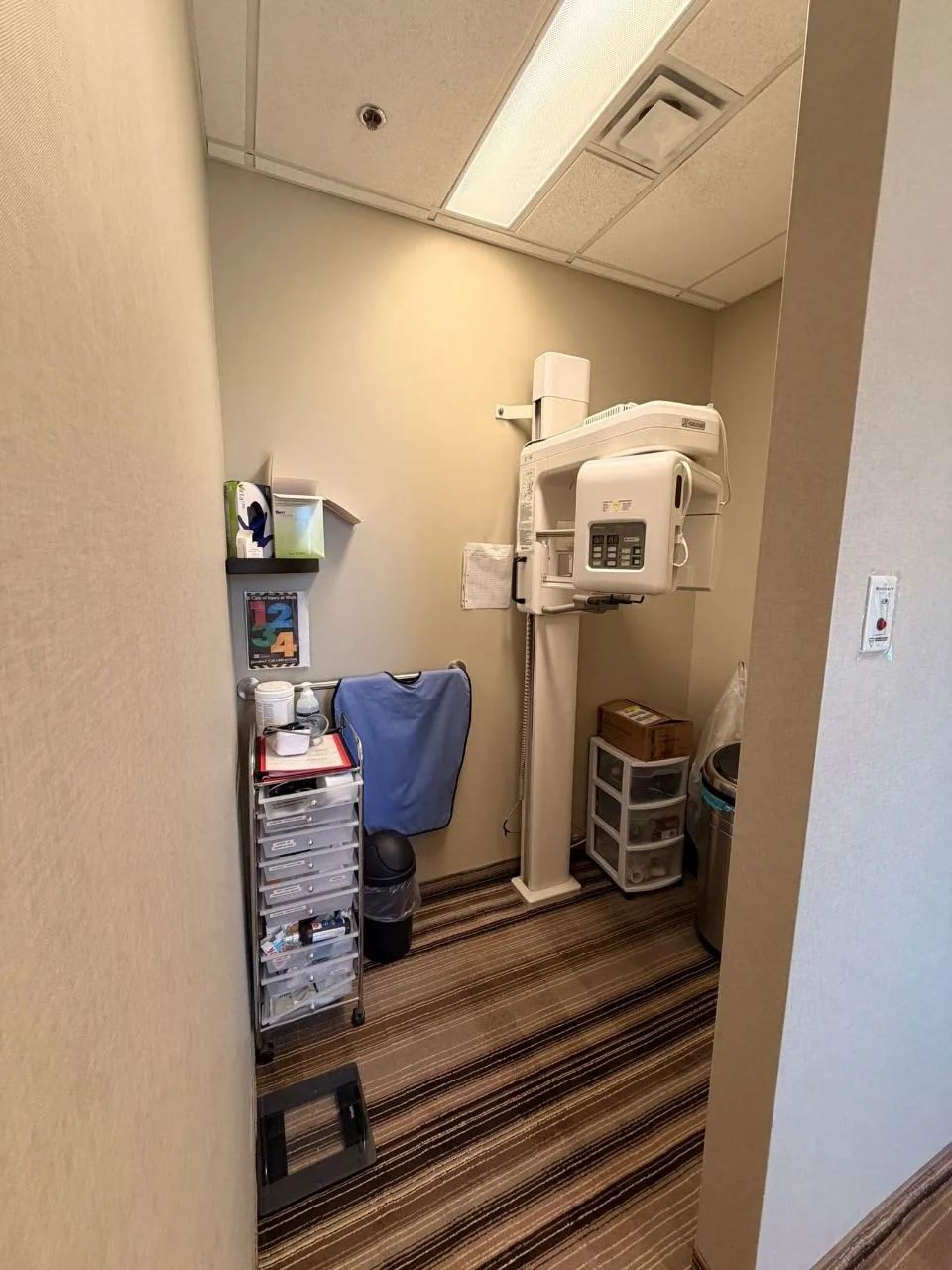 Dental imaging room with panoramic x-ray equipment