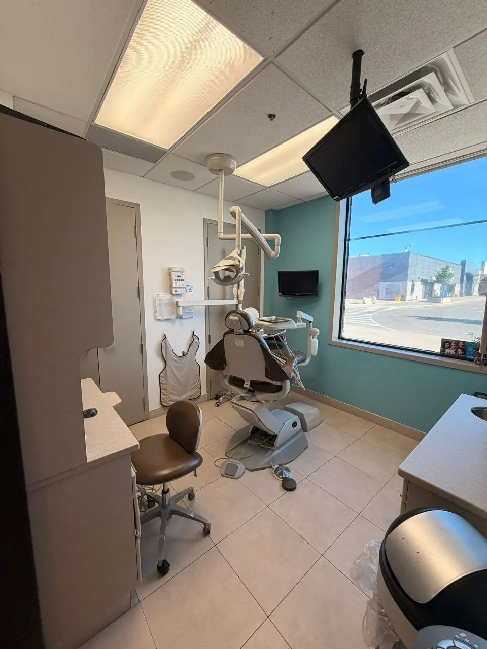 Treatment room with city-facing window